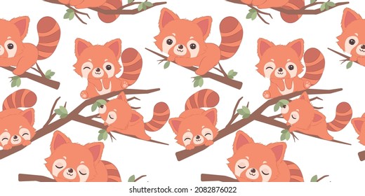 Cute red panda seamless pattern for children fabric, wallpaper and many more