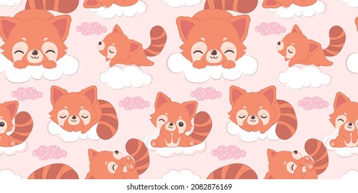 Cute red panda seamless pattern for children fabric, wallpaper and many more