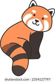 Cute red panda sitting. Vector illustration in cartoon style.