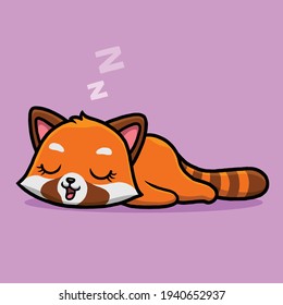 Cute Red Panda Sleeping Cartoon