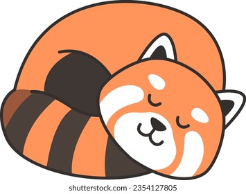 Cute red panda sleeping. Vector illustration.