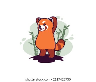 Cute Red Panda Standing cartoon