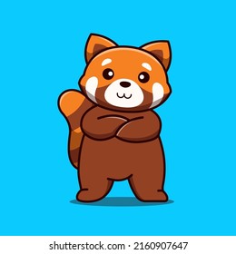 Cute Red Panda Standing Cartoon Icon Stock Vector (Royalty Free ...