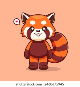 Cute Red Panda Standing Cartoon Vector Icon Illustration. Animal Nature Icon Concept Isolated Premium Vector. Flat Cartoon Style