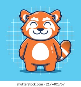 Cute Red Panda Standing Vector Illustration