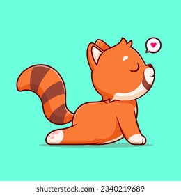 Ilustración del icono del vector de dibujos animados de Cute Red Panda Stretching. Vector Premium Aislado De Icono De Deportes Animales. Estilo de dibujo plano