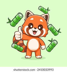 Cute Red Panda Thumbs Up With Bamboo Cartoon Vector Icon
Illustration. Animal Nature Icon Concept Isolated Premium
Vector. Flat Cartoon Style