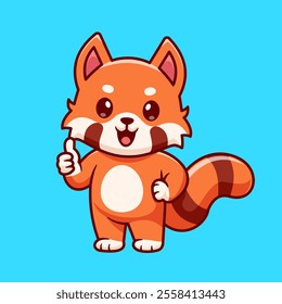 Cute Red Panda Thumbs Up Cartoon Vector Icon Illustration. 
Animal Nature Icon Concept Isolated Premium Vector. Flat 
Cartoon Style