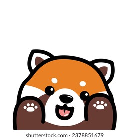 Cute red panda tongue out and paws up cartoon, vector illustration, I drew it by myself, It's not AI-generated content.