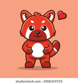 Cute Red Panda Vector Cartoon Illustration