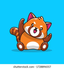 Cute Red Panda Vector Icon Illustration. Animal Icon Concept Isolated Premium Vector. Flat Cartoon Style 