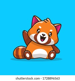 Cute Red Panda Vector Icon Illustration. Animal Icon Concept Isolated Premium Vector. Flat Cartoon Style 