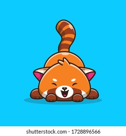 Cute Red Panda Vector Icon Illustration. Animal Icon Concept Isolated Premium Vector. Flat Cartoon Style 