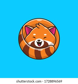 Cute Red Panda Vector Icon Illustration. Animal Icon Concept Isolated Premium Vector. Flat Cartoon Style 