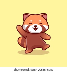 Cute Red Panda Vector Icon Illustration. Animal Icon Concept Isolated Premium Vector