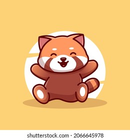 Cute Red Panda Vector Icon Illustration. Animal Icon Concept Isolated Premium Vector