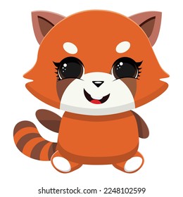 Cute Red Panda Vector Icon Illustration. Animal Icon Concept Isolated Premium Vector. Flat Cartoon Style