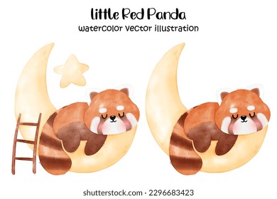 Cute Red Panda Vector illustration, Watercolor animal, red panda, panda svg
