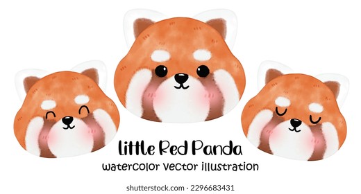 Cute Red Panda Vector illustration, Watercolor animal, red panda, panda