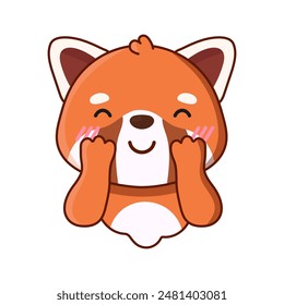 Cute Red panda. Vector illustration. Cartoon illustration isolated on white background. Great for icon, stickers, card, children's book