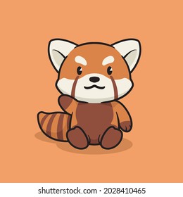 Cute red panda waving hand illustration
