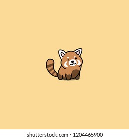 Cute Red Panda Winking Cartoon Icon, Vector Illustration