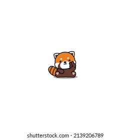 Cute red panda winking eye cartoon icon, vector illustration