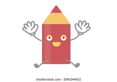 Cute red pen-Zeichensatz-Springen, Vektorgrafik
