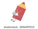 Cute red pen character sleeping vector illustration