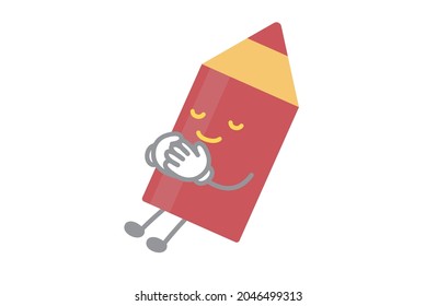 Cute red pen character sleeping vector illustration