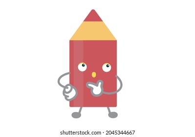 Cute red pen character thinking vector illustration