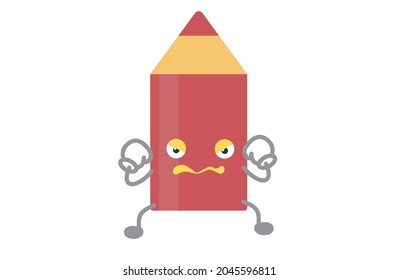 Cute red pen character withstands Vector Illustration