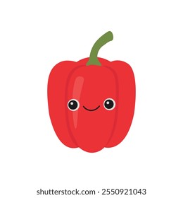 Cute red pepper with smiling face.