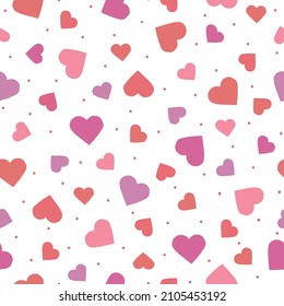 Coeurs et points rouges et roses mignons. motif harmonieux. joli arrière-plan romantique, impression à la mode pour la Saint-Valentin, textiles, fond d'écran, bannières - texture vectorielle.