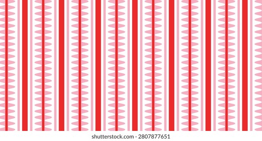Cute Red and Pink Scalloped Stripes Seamless Pattern for Valentine's Day, Fabric, and Backgrounds