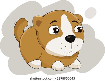 Cute red puppy on a gray background