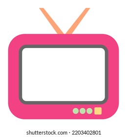 Cute red retro TV frame. Bright color border. Transparent empty for text, message, photo. Flat design, EPS10 vector