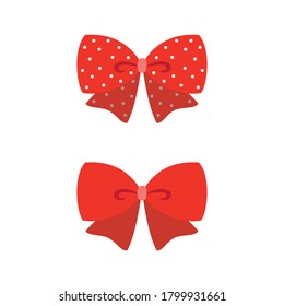 Cute red ribbons isolated on white background.