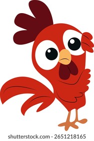 Bonito Red Rooster Cartoon Personagem de Pequim mão desenhada