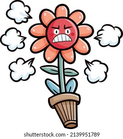 Cute red rounded flower gets angry