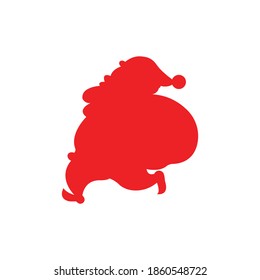 Cute red santa claus silhouette vector on a white background