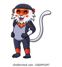 Cute red shanked douc monkey cartoon standing