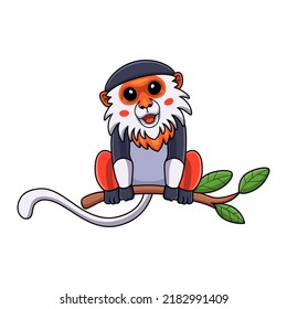 Cute red shanked douc monkey cartoon on tree