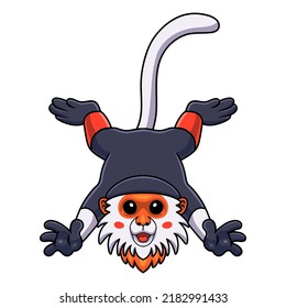 Cute red shanked douc monkey cartoon posing