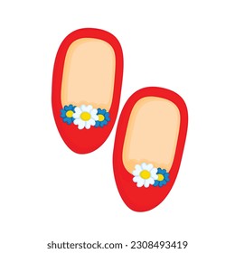 Cute Red Shoes Pair Traditional Illustration Vector Clipart Cartoon 
