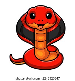 Cute red spitting cobra cartoon