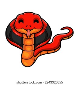 Cute red spitting cobra cartoon