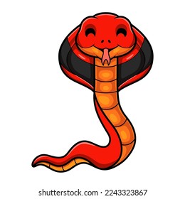 Cute red spitting cobra cartoon