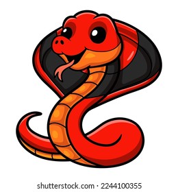 Cute red spitting cobra cartoon