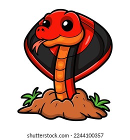 Cute red spitting cobra cartoon